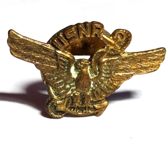 Vintage USNR Collar stud pin button gold tone eagle - Picture 1 of 8